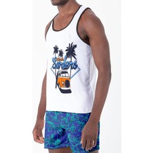 Miami Beach Dijital Baskılı Nefes Alan Clima Control Kumaş Erkek Askılı Plaj T-Shirt Atlet - Mb0387