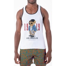 Miami Beach Dijital Baskılı Nefes Alan Clima Control Kumaş Erkek Askılı Plaj T-Shirt Atlet - Mb0384