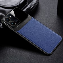 Zebana Vivo Y22S Uyumlu Kılıf Zebana Lens Deri Kılıf Lacivert