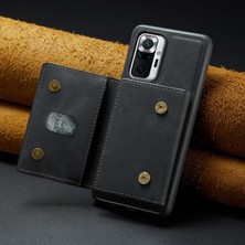 Zebana Xiaomi Redmi Note 10 Pro Uyumlu Kılıf Zebana 2in1 Elite Class Cüzdanlı Deri Kılıf Siyah