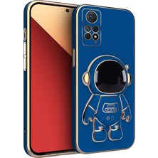 Zebana Xiaomi Redmi Note 11 Uyumlu Kılıf Zebana Standlı Astronot Silikon Kılıf Petrol Mavisi