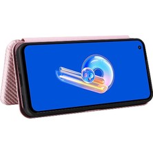 Bdt Shop Asus Zenfone 9 Için Kılıf Deri Folio Flip Case Manyetik Karbon Fiber (Yurt Dışından)