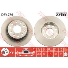 Arka Fren Aynasi Golf V-Vi-Octavia 04 Toledo Iii Altea 04 Leon 04 Caddy Iii A3 03 255X10X9DL 18051