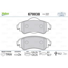 Valeo Ön Balata C4 B7 1.4 Vti 09 C4 1.6 Hdi 11/2009 Ds4 1.6 Hdi 1. 4.2011 18051