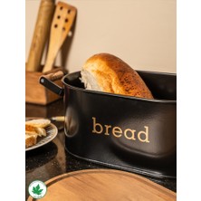 Lin Metal Ahşap Kapaklı Ahşap Kulplu Metal Ekmeklik (Bread Baskılı)