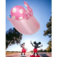 Shopiolog Kız Çocuk Taçlı Vizör Anti-Uv Korumalı Minni Mause Şapka Tatil Havuz Kenarında, Deniz ve Yürüyüşte