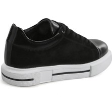 Siyah %100 Deri Havuzlu Taban Sneaker Ayakkabı