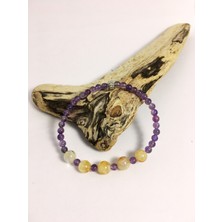 Ayre Style Sitrin Doğal Taş Bileklik - Sitrin (8mm) Ametist Esnek Minimal Bileklik
