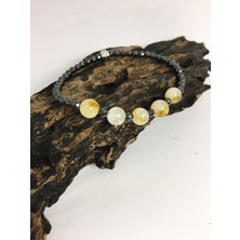Ayre Style Sitrin Doğal Taş Bileklik - Sitrin (8mm) Hematit Esnek Minimal Bileklik