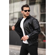 Mero Life Streetwear Siyah Oversize Rahat Kesim Deri Ceket