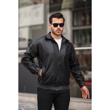 Mero Life Streetwear Siyah Oversize Rahat Kesim Deri Ceket