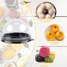 Fiona 50 Paket Mini Cupcake Kapları Şeffaf Plastik Kek Kutusu Muffin Mooncake Tatlı Peynirli Pasta Için Kubbe Kapaklı (Yurt Dışından)