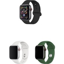 Mobicas Apple Watch 3 4 5 6 7 8 9 Se Ultra 2 Uyumlu 42-44-45-49MM Klasik Silikon Kordon 3'lü Set Siyah, Beyaz, Yeşil