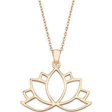 Altın Sepeti Gümüş Rose Lotus Kolye