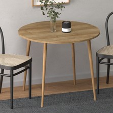 Monte Sehpa Yuvarlak 90×90 Ağaç Ayaklı Masa Mutfak Masası Meşe