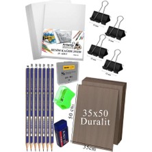 Artlantis Karakalem Eskiz Çizim Seti Durolit Seti 35X50 cm 1 Paket Resim Kağıdı Faber Dereceli Kalem Seti Hamur Silgi Sınav Silgisi