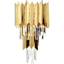 Avonnı AP-60101-S Sarý Kaplama Aplik E14 Metal Kristal 28X15CM