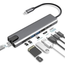 Grc Accessory Samsung S8 S9 S10 S20 S21 USB Type-C Hub Dönüştürücü Çevirici Çoklayıcı USB Hdmı Micro Sd 8 Girişli