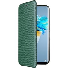 Manyi Mall Huawei Mate 40 Pro Için Kılıf Manyetik Karbon Fiber Kart Tutucu ile Folyo (Yurt Dışından)