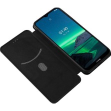 Manyi Mall Kart Tutucu Kickstand Manyetik Karbon Fiber Kartı ile Nokia 1.4 Için Kılıf (Yurt Dışından)