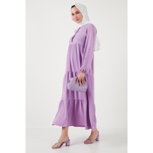 Lela Modest Regular Fit Dik Yaka Uzun Elbise Bayan Elbise 611EL545