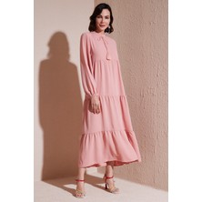 Lela Modest Regular Fit Dik Yaka Uzun Elbise Bayan Elbise 611EL545