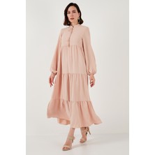 Lela Modest Regular Fit Dik Yaka Uzun Elbise Bayan Elbise 611EL545