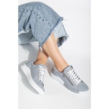 Analin Shoes Kadın  Deri Fermuarlı Spor Ayakkabı 2665 Spor  Gri/gümüş 41