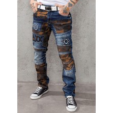 Cipo & Baxx CD859 Kamuflaj Parçalı Erkek Jean Pantolon