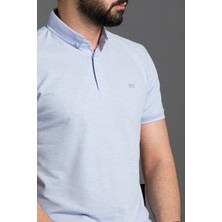 Zeki Özer Erkek Mavi Basic Polo Yaka T-Shirt