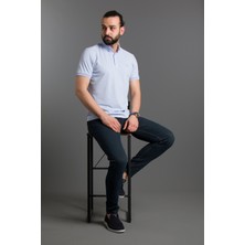 Zeki Özer Erkek Mavi Basic Polo Yaka T-Shirt