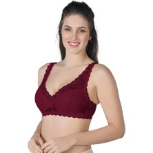 Miraxx Bordo Emay 188 B Pedli Dantelli Telli Toparlayıcı Sütyen