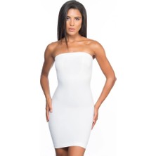 Miraxx Beyaz Emay 5065 Straplez Elbise Korse