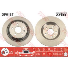 TRW Arka Fren Aynasi Volvo S60 Ii-10 V60 10 V70 08 XC70 07 S80 10 302X5DL 18051
