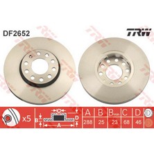 TRW Ön Fren Aynasi Passat-Variant 11/96/5.05 Audi A4-A6 1.8 20V-1.9TDI 97 288X25X5DLXHAVALI 18051