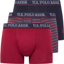 U.S. Polo Assn. Erkek Bordo-Lacivert-Baskılı 3'lü Boxer