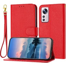 Manyi Mall Telefon Kılıfı Için Xiaomi 12/12X Flip Folio Kart Yuvaları Tutucu Cüzdan Litchi Pu (Yurt Dışından)