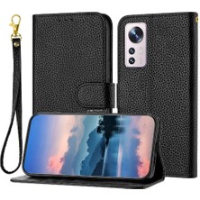 Manyi Mall Telefon Kılıfı Için Xiaomi 12 Pro Litchi Desen Cüzdan Flip Folio Kart Yuvaları (Yurt Dışından)