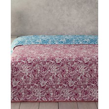 English Home Folk Art Çift Kişilik Çok Amaçlı Örtü Koyu Pembe