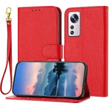 Manyi Mall Telefon Kılıfı Için Xiaomi 12 Pro Litchi Desen Cüzdan Flip Folio Kart Yuvaları (Yurt Dışından)