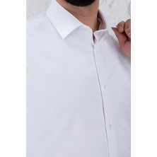 Paco Romano Erkek Slim Fit Uzun Kol Beyaz 6 Drop Gömlek
