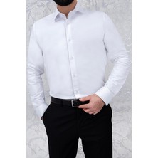 Paco Romano Erkek Slim Fit Uzun Kol Beyaz 6 Drop Gömlek