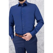 Paco Romano Erkek Slim Fit Uzun Kol Lacivert 6 Drop Gömlek