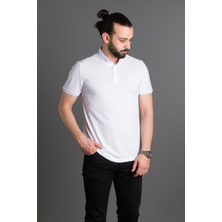 Zeki Özer Erkek Beyaz Basic Polo Yaka T-Shirt