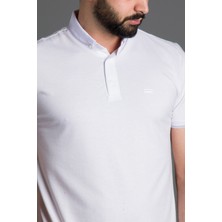 Zeki Özer Erkek Beyaz Basic Polo Yaka T-Shirt