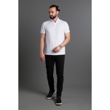 Zeki Özer Erkek Beyaz Basic Polo Yaka T-Shirt