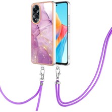 Manyi Mall Oppo A58 4g Mermer Tampon Anti-Çizik Yumuşak Crossbody Kordon Için Kılıf (Yurt Dışından)