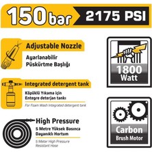 Sgs 5400 Yüksek Basınçlı Yıkama Makinası 1800 Watt 150 Bar