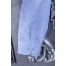 Paco Romano Erkek Slim Fit Uzun Kol 6 Drop Mavi Gömlek