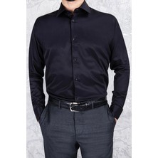 Paco Romano Erkek Slim Fit Uzun Kol 6 Drop Siyah Gömlek